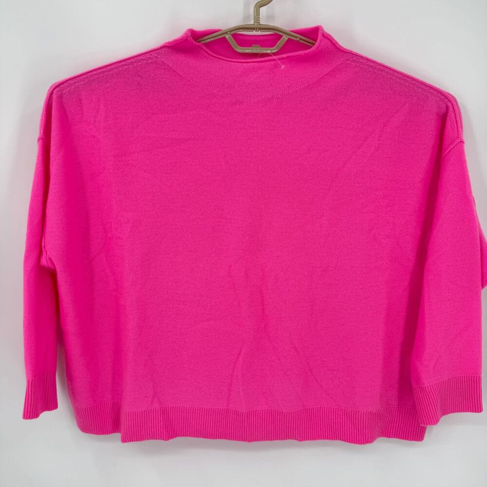 Pilcro Anthropologie Alani 100% Cashmere Roll Neck Boxy Sweater Pink 1X NWT